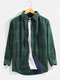 Mens Business Casual Gingham Fleece Lined Long Sleeve Jackets - Dark Green