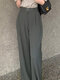 Solid Pleats Belted Side Pocket Floor Length Casual Pants - Gray