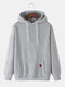 Mens Solid Color Plain Casual Drawstring Hoodies With Pouch Pocket - Light Grey