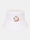 Halloween Unisex Cotton Wreath Pumpkin Letter Pattern Print All-match Sunshade Bucket Hat - White