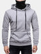Mens Inside-Out Contrast Drop Shoulder Casual Snood Hoodie - Gray