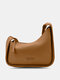 Women Faux Leather Brief Fashion Design Solid Color Crossbody Bag Shoulder Bag - Brown