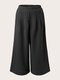 Plus Size Solid Elastic Waist Thermal Lined Wide-leg Pants - Black
