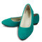 Big Size Suede Candy Color Pure Color Pointed Toe Light Ballet Flat Shoes - Green