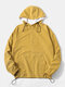 Mens Solid Color Half Zipper Drawstring Hem Pullover Hoodie - Yellow