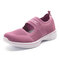 Women Outdoor Walking Air Mesh Breathable Elastic Band Sneakers Shoes - Pink