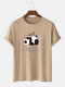 Mens Nope Panda Print 100% Cotton Loose Casual Short Sleeve T-Shirt - Khaki