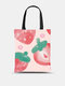 Women Canvas Cute Large Capacity Print Strawberry Pattern Handbag Tote - #02