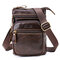Genuine Leather Multi-functional 6 inch Phone Bag Waist Shoulder Bag Crossbody Bag For Men - Deep Brown