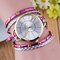Trendy Rivet Butterfly Winding Watch Three Circle Leather Quartz Watch For Women - Rose Red