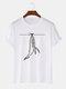 Camisetas de manga corta de algodón con gráfico de tiburón pesca para hombre - Blanco