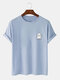 Mens 100% Cotton Halloween Cartoon Ghost Print Casual Short Sleeve T-Shirts - Blue