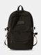 Preppy Soild Nylon Large Capacity Multi-pockets Splashproof Outdoor Travel Backpack - Black