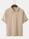 Mens Solid Color Loose Cotton Short Sleeve Basics Golf Shirts - Apricot