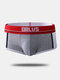Men Mesh Patchwork Boxers Breathable Sexy Contrast Color U Pouch Underwear - Gray