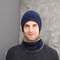 Men 2/3PCS Plus Velvet Keep Warm Winter Neck Protection Headgear Scarf Full-finger Gloves Knitted Hat Beanie - #02