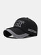 Unisex Cotton Quick-drying Letter Print With Night Reflective Strip Windproof Rope Outdoor Sunshade Baseball Cap - Black
