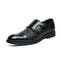Men Classic Cap Toe Double Monk Shoes Stylish Business Dress Shoes - Black