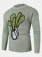 Mens Cartoon Fruit Pattern Crew Neck Knit Casual Pullover Sweaters - Green