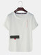 Mens Solid Color Character Print Breathable & Thin Loose T-Shirts - White