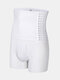 Men Abdomen Control Hasp Shapewear Breathable Hip Lift Body Shaping Pants - White