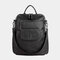 Women Solid Waterproof Multi-Carry Anti Theft Backpack - Black