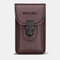 Men EDC Leather 6.5 Inch Phone Bag Waist Belt Bag Wallet - Brown
