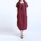 Large Size Cotton And Linen Women's Season New Fat Sister Loose Pocket Long Dress - Dark Red