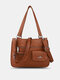 Vintage Faux Leather Waterproof Crossbody Bag Multi-pocket Large Capacity Handbag Tote - Brown