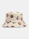 Unisex Cotton Anchor Sailing Lighthouse Print Double-sided Wearable Bucket Hat - #02