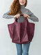Women's Vintage PU Leather Oversize Brown Capacity Shoulder Bag Handbag Tote Bag - Purple