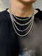 4 Pcs/Set Trendy Minimalist Snake Bone Geometric Shape Chain Iron Copper Multi-layer Necklace - #01