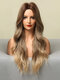 Brown-gold Gradient Color Long Mid-section Wavy Curly Hair Mature Beautiful Daily Use Synthetic Wig - 01