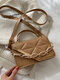Women Faux Leather Fashion Argyle Crossbody Bag Shoulder Bag - Khaki