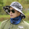 Mans' Leisure Breathable Fisherman Caps Wide Brim Bucket Sun Hats Spring Summer - Camouflage Grey