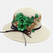 Breathable Embroidery Printed Straw Hat Ethnic Style Retro Sun Hat - White