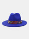 JASSY Men's Felt Fashion Outdoor Casual Sunshade Flat Brim Hat Fedora Hat Bucket Hat - #15