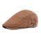 Men's Embroidery Cotton Cap Forward Hat British Retro Sun Hat Literary Beret - Khaki