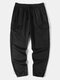 Mens Solid Color Multi Pocket Loose Drawstring Cuff Cargo Pants - Black