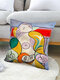 1 Pc Multicolor Cartoon Character Pattern Print Linen Pillowcase Throw Pillow Cover Sofa Home Car Cushion Cover - #02