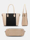 Women 4 PCS Patchwork Striped Handbag Shoulder Bag Crossbody Bag Wallet - Gold