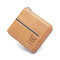 Men Casual Genuine Leather Multi-Card Card Holder Zipper Wallet - Brown