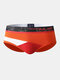 Sexy Colorblock Patchwork Cotton Breathable Underwear Thin Stitching Elastic Brief for Men - Orange