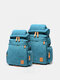 للجنسين قماش خمر كبير سعة حقيبة ظهر قابلة للتنفس في الهواء الطلق حقيبة السفر حقيبة كمبيوتر محمول - أزرق