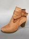 Plus Size Women Knotted Side-zip Casual High Heel Boots - Brown