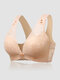 Women Floral Embroidered Lace Front Closure Wireless Soft Bras - Nude