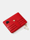 Women Pu Korean Card Bag Heart-shaped Multi Card Position Embroidered Thread Small Wallet Fashion Multifunctional Women's Wallet - Red
