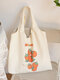 Women Canvas Cute Fruit Pattern Large Capacity Durable Handbag Shoulder Bag - Strawberry
