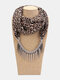Vintage Leopard Pattern Women Scarf Necklace Leopard Head Owl Pendant Autumn-Winter Shawl Necklace - Necklace