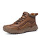 Menico Men Hand Stitching Outdoor Rubber Toe Cap Work Style Ankle Boots - Brown